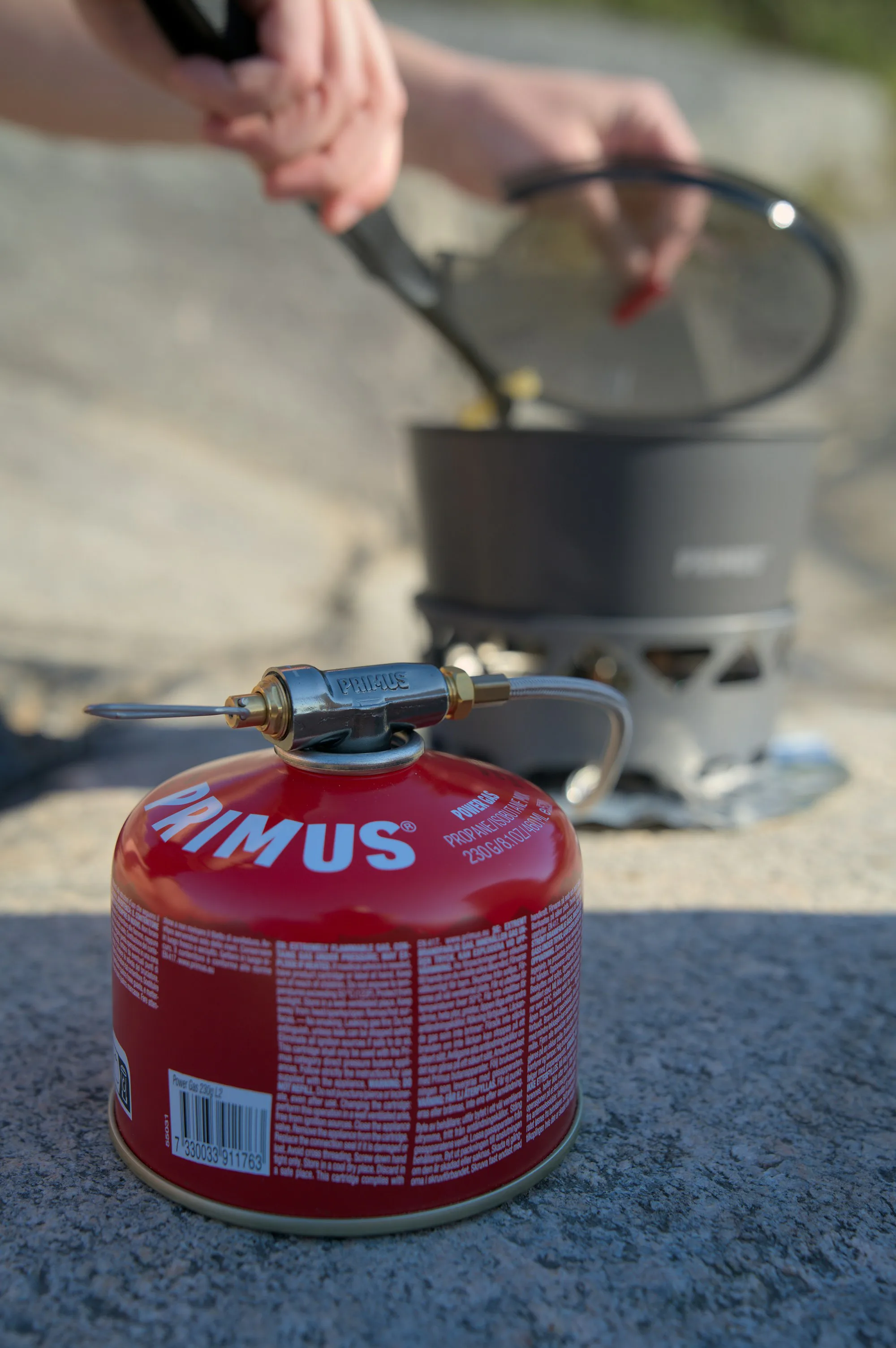 Cooking on a small camping stove